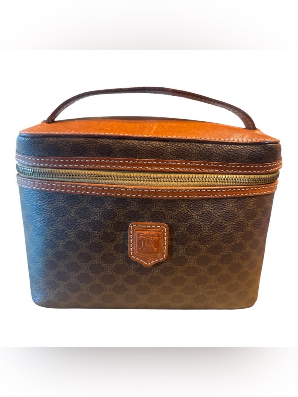 Celine Vintage Macadam Coated Canvas Vanity Bag